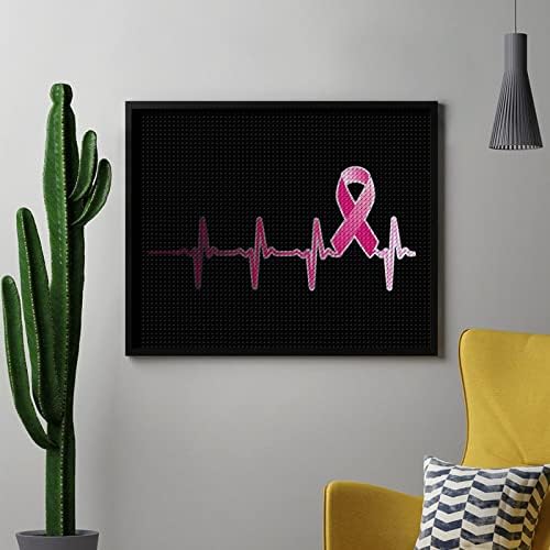Розова лента рак на дојка рак на срцев удар со дијамантски комплети за сликање 5d DIY целосна вежба Rhinestone Arts Wallид декор за возрасни 16 x20