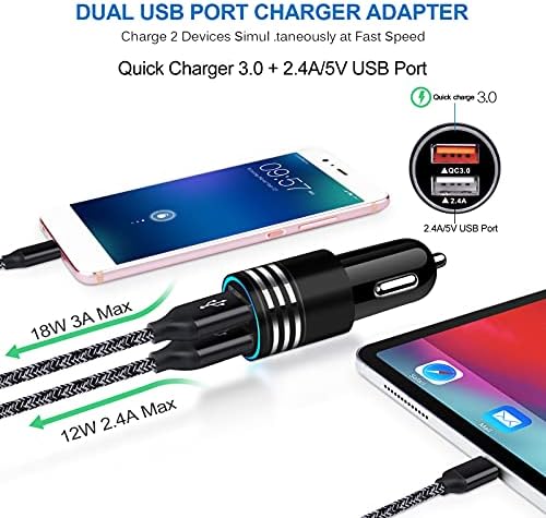 USB Type C Брз полнач за Moto G 5G 2022/G Stylus 5G 2022/G Pure/G Power 2022/G Play 2023/2021/G8 Power/G7 Play/Z4/Z3/Edge 5G UW/One 5G Ace, Брзо полнење 3.0 Адаптер за wallидови за полнач за автомобили+2pack 3ft кабел