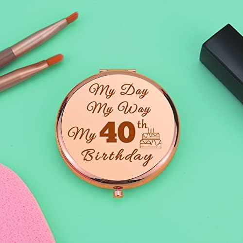 40 -ти роденденски подароци за жени кои вршат 40 подароци за жени Смешно компактно огледало за шминка, роденденски подароци за 40 годишна жена, преклопена шминка за шм?