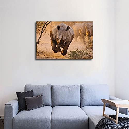 Природа диво животно трчање носорока постер слика платно wallидна уметност печатење домашна соба декор