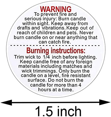 Срп од секира 1000 Парчиња Етикети За Предупредување За Бела Свеќа 1,5 Инчни Водоотпорни Налепници За Безбедност На Свеќи ЗА Тегли Со Свеќи