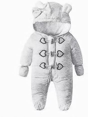 Janleesi Бебе Зимска зимска качулка ромпер патент Подлога за подлога за доенчиња за доенчиња со ракавици со ракавици со ракавици