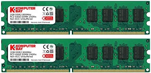 KOMPUTERBAY 4GB 2X 2GB DDR2 800MHz PC2-6300 PC2-6400 DDR2 800 DIMM Desktop меморија