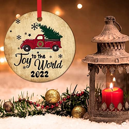 Божиќно дрво што виси украси за снегулка на светот на светот Божиќно чувари керамички Божиќни дрвја Декорација фарма куќа црвена