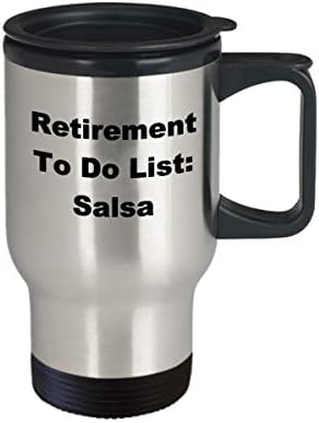 Пензионирање салса танцувајќи патна кригла за да направите список список за кафе, смешна идеја за подароци за пензионер новост шега за шега