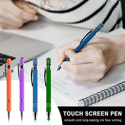 16 Пенчиња за пенкало и 4 клипови за пенкало - висока прецизна шарена метална топка за пенкало со врв на стилус против гребење за екраните на допир - компатибилен со iPh