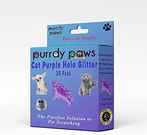 Пурди Шепи 3 Месечно Снабдување Меки Капачиња За Нокти За Мачки Виолетова Холографска Сјај Средно-Дополнителни Лепила