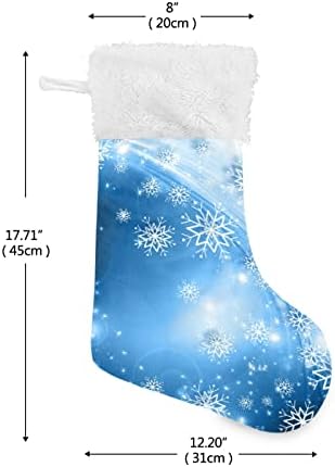 Алаза Божиќни чорапи Сини снегулки и starsвезди Класични персонализирани големи декорации за порибување за семејни празнични