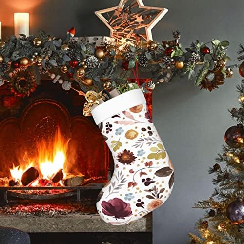 Аугенски Божиќни чорапи цветни цвеќиња падови флорали двострани камин што виси чорапи