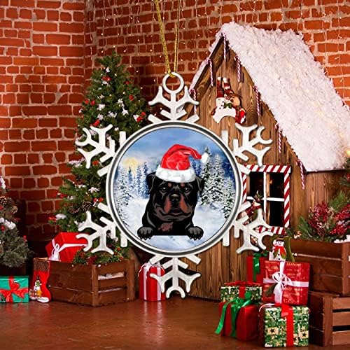 Peиркање куче со Дедо Мраз Божиќни украси Акварел Божиќни кученце Божиќни украси Бернез планински куче куче метална снегулка Божиќно дрво украс за одмор