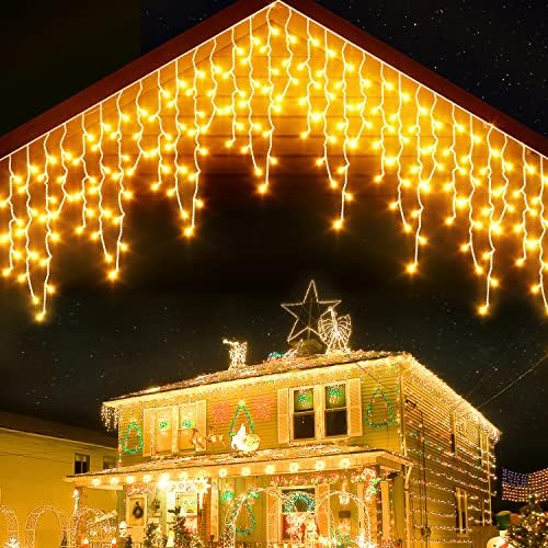 Божиќни светла Koicaxy, надворешни украси, 400 LED 33ft 8 режими IcicleLights Завесата самовила, LED стринг светло затворен декор за свадбени