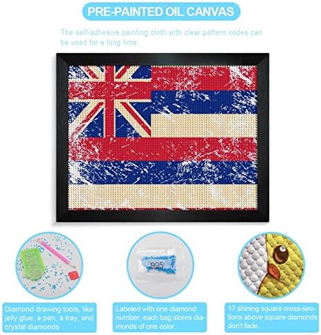 Државно знаме на Хаваи, дијамантски комплети за сликање на слика 5D DIY целосна вежба Rhinestone Arts Wallид декор за возрасни Блеквуд 50 * 40см