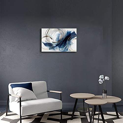 Wallидна уметност платно апстрактна уметничка слика сина фантазија шарени графити на бела позадина модерни уметнички дела декор за дневна соба кујна 24х16in