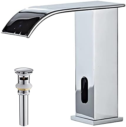 Автоматски сензор за тапа за бања со водопади за бања за водопади за мијалник за бања, хром електронско движење, активирана суета со суета со двојно напојување со д?