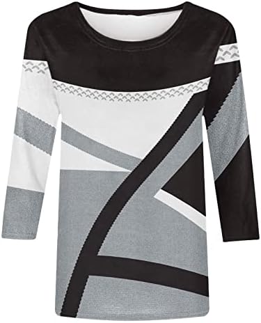 Графички тети жени есен лето 3/4 ракав 2023 облека екипаж памук лабава фит бренд топ кошула за дами 9L 9L
