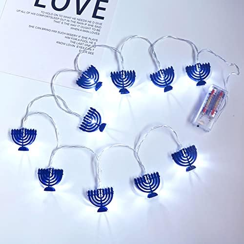 BSXGSE 10 LED Chanukah Hanukkah String Party Light Decors Candlestick Battery Opered LED за украси за домашни ламби пиво Понг игра поставено светло