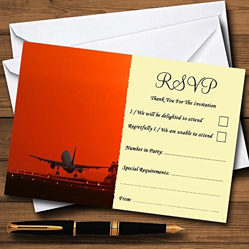 Авионот Полета На Зајдисонце Персонализирани RSVP Картички